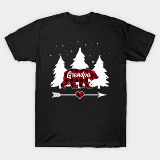 Grandpa Bear Buffalo Plaid Christmas Matching Family Pajama T-Shirt